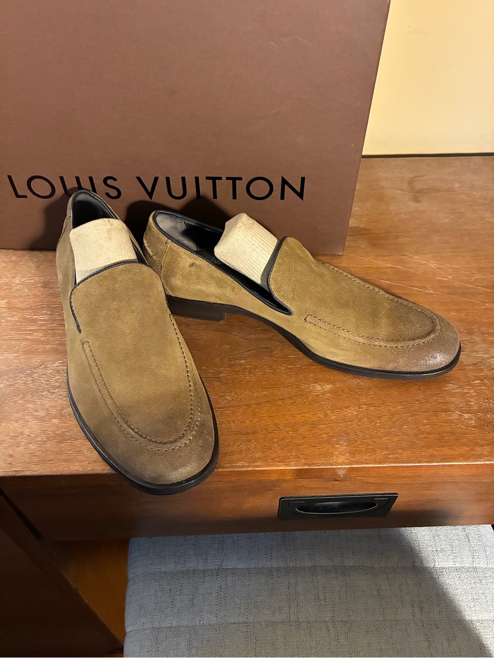 J&M Men’s Suede Slip-On Loafers in Tan